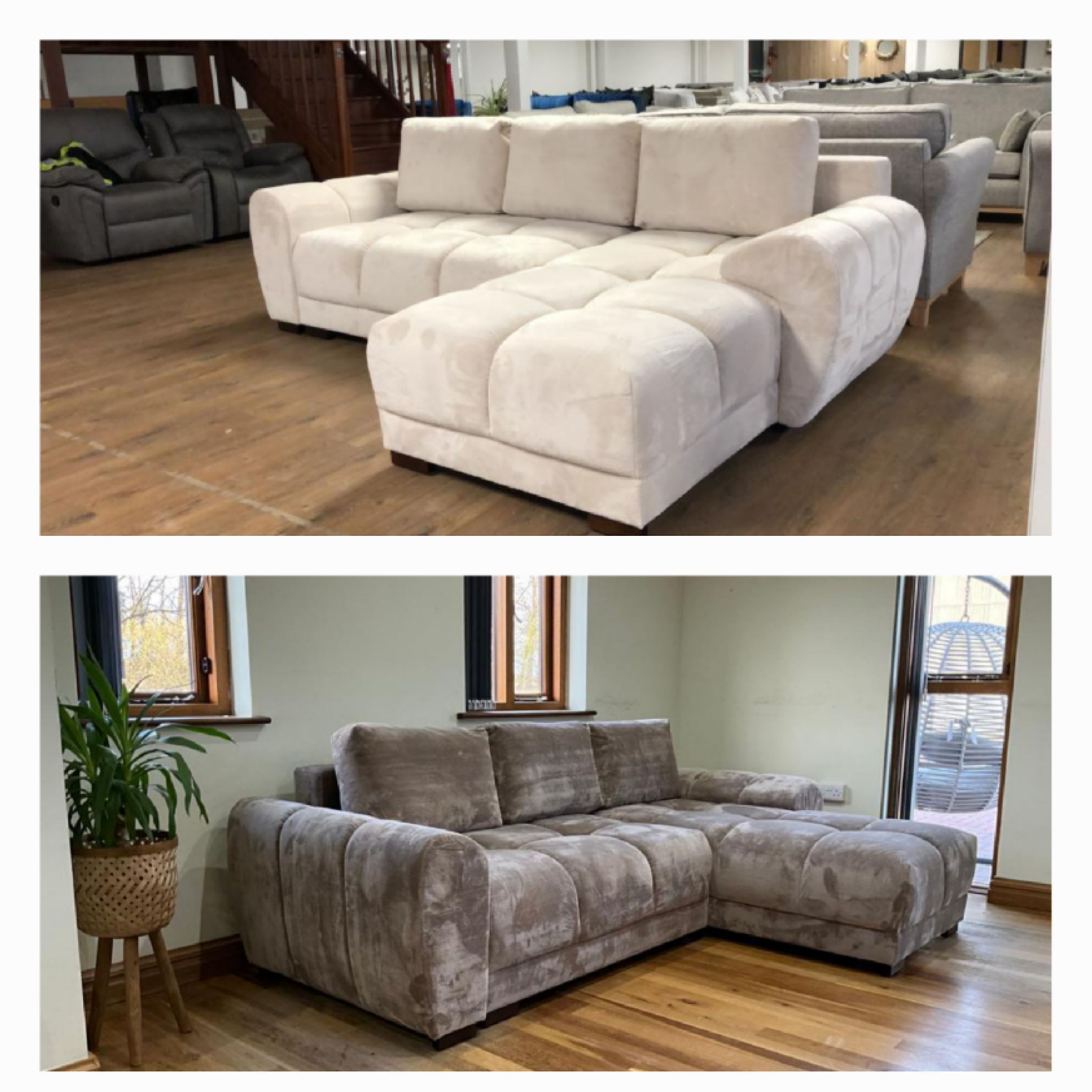 Azzuro L shape sofa bed- cinema sofa  - Colours beige- grey - mocha