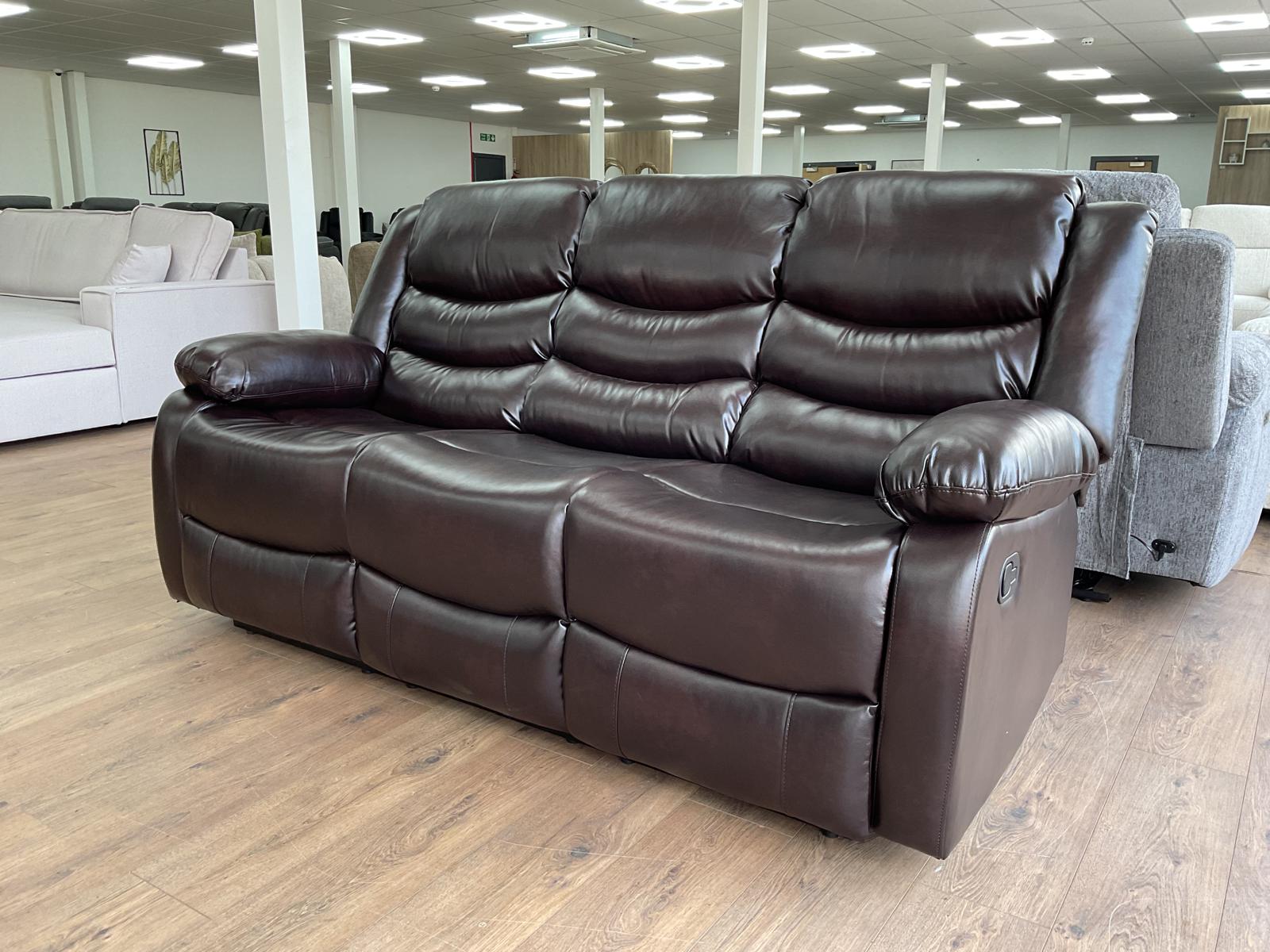 3 seater -Conrad recliner chairs - black - brown - uk delivery