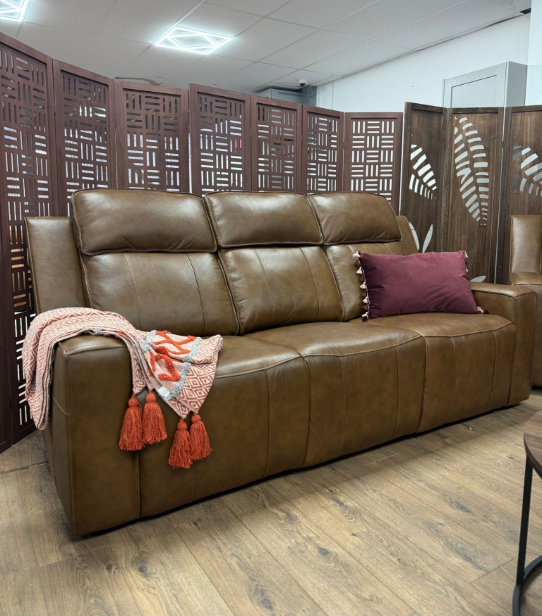 Barcelona 3&2 and chair electric recliners -brown and grey