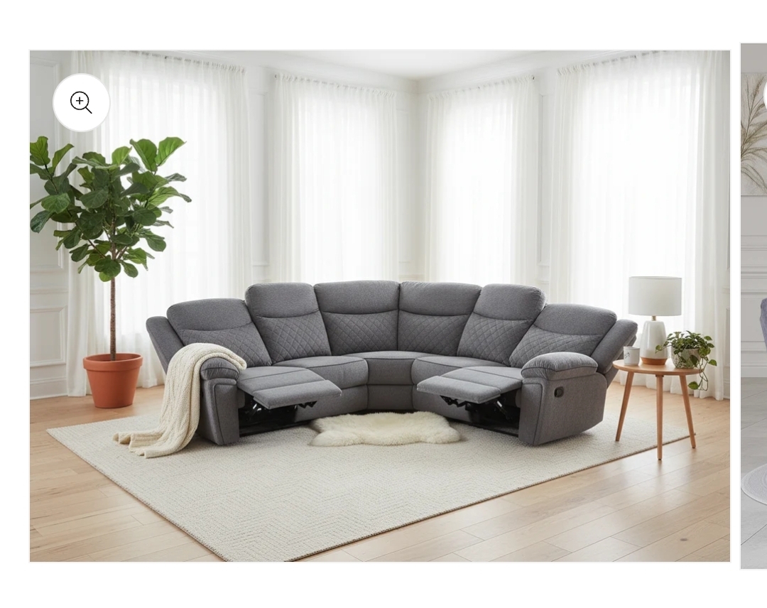 The Myra corner recliner range . Colours Grey or black