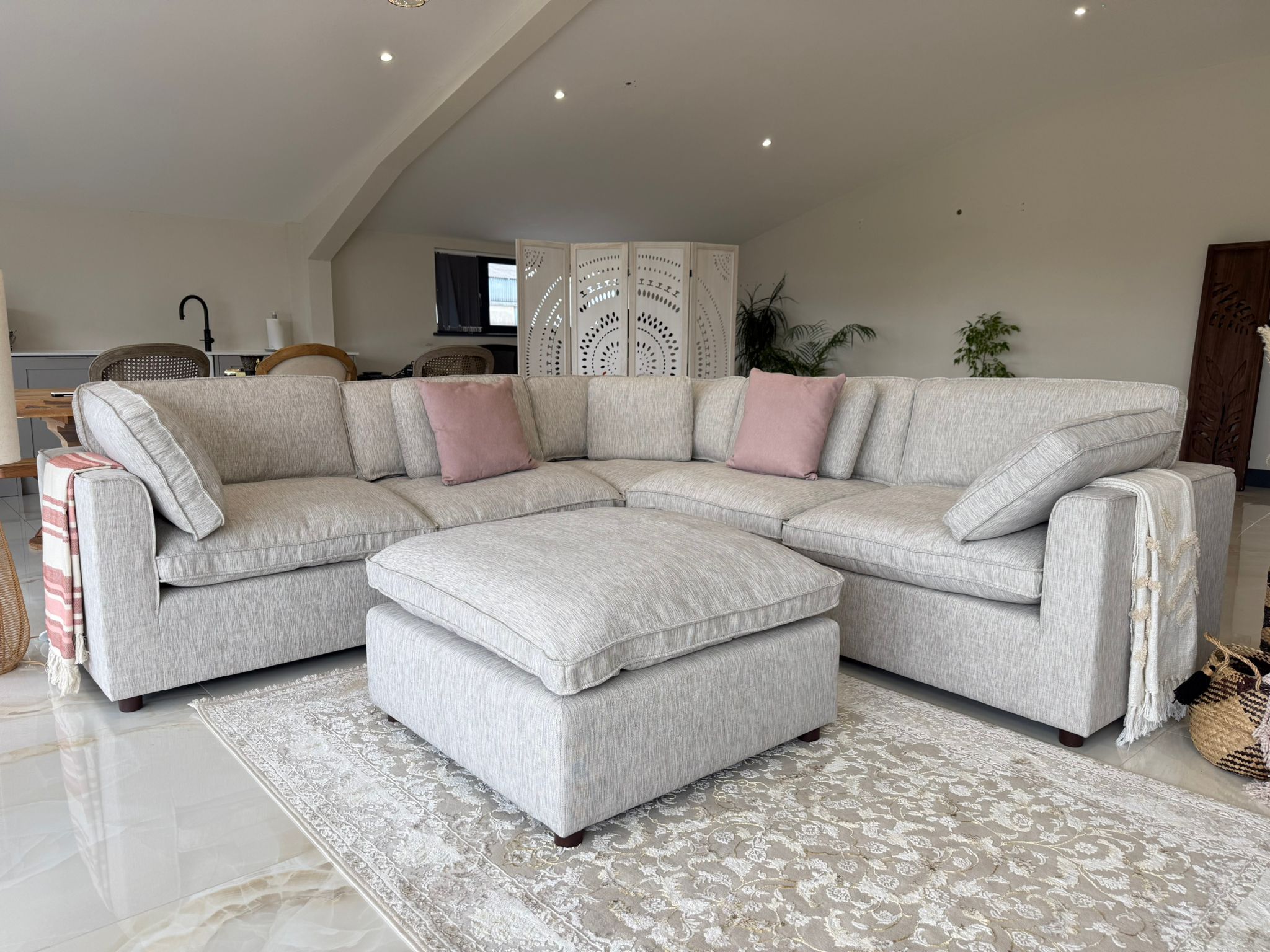 Santorini Large Corner & Footstool - uk delivery