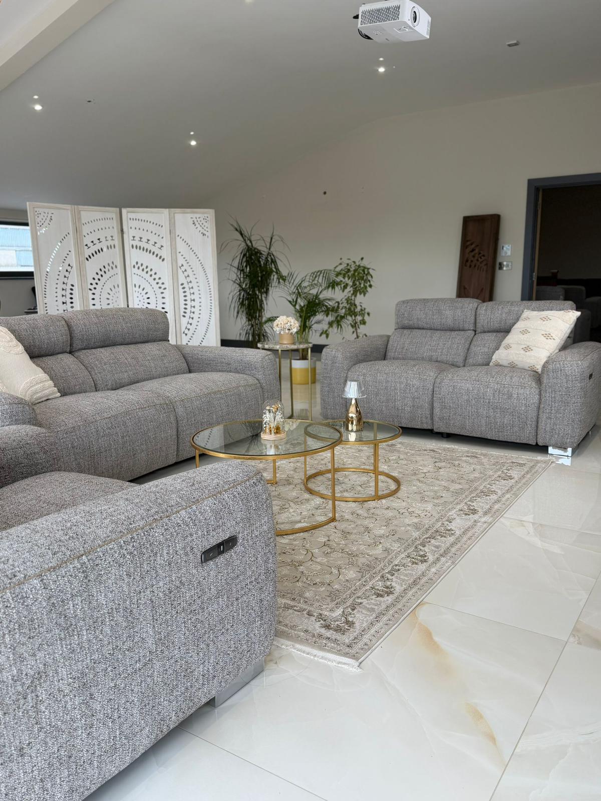 Toronto sofa -  3 and 2- electric recliners- COLOURS -.TAUPE AND GREY- UK WIDE DELIVERY