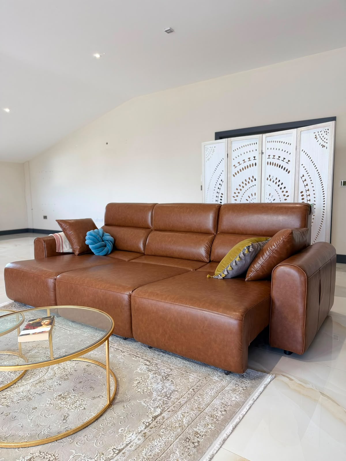 Conway Electric Modular Sofa Bed - remote control- L Shape, U Shape & Cinema Sofa Configuration | Power Reclining | in Tan