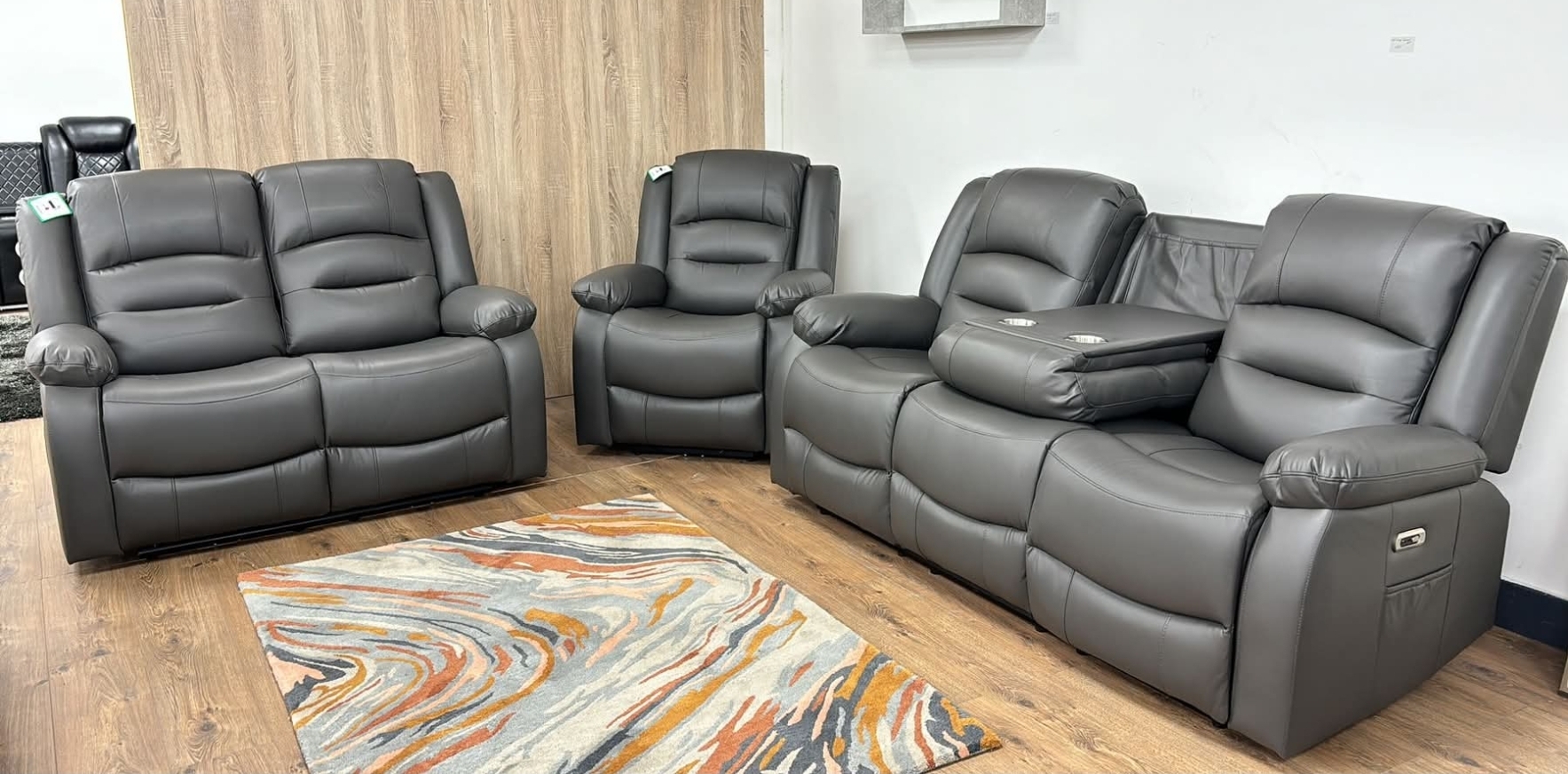 Avia sofa - electric reclining sofas . Colours grey