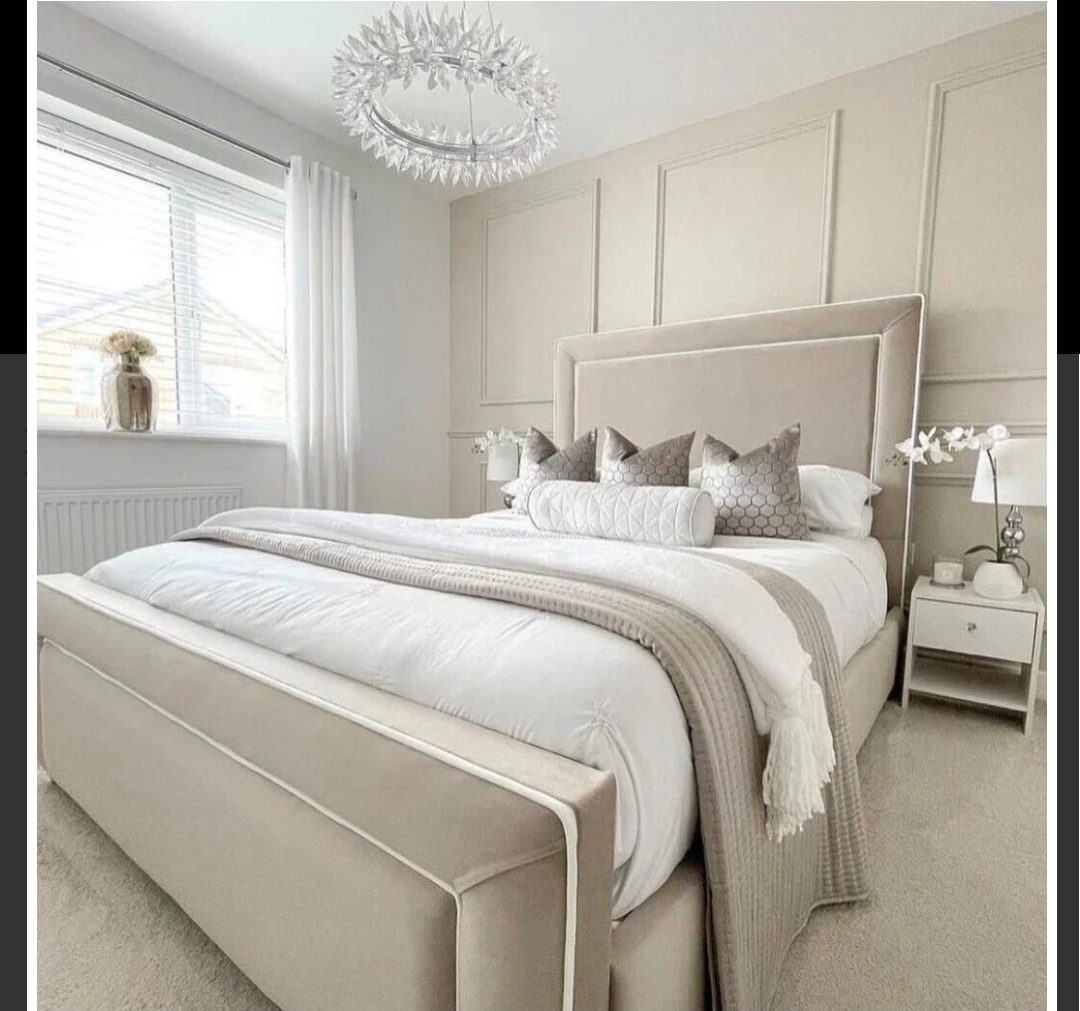 Harmony Border Bed Frame - Piped Edge Wingback Bed - Made In Any Colour