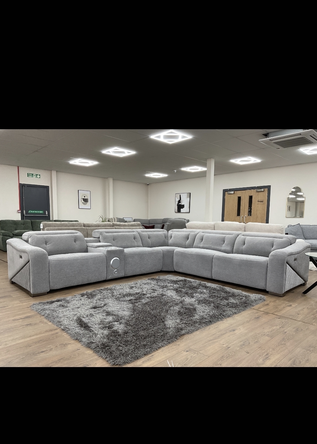 OHIO CORNER SOFA -MODULAR-ELECTRIC RECLINER-  SOFT TOUCH GREY FABRIC