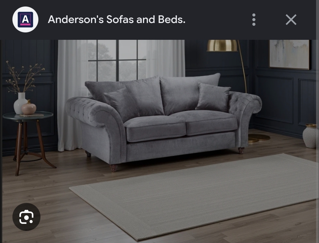 Clearance Chesterfield sofa + 2 big Chesterfield chairs - grey fabric