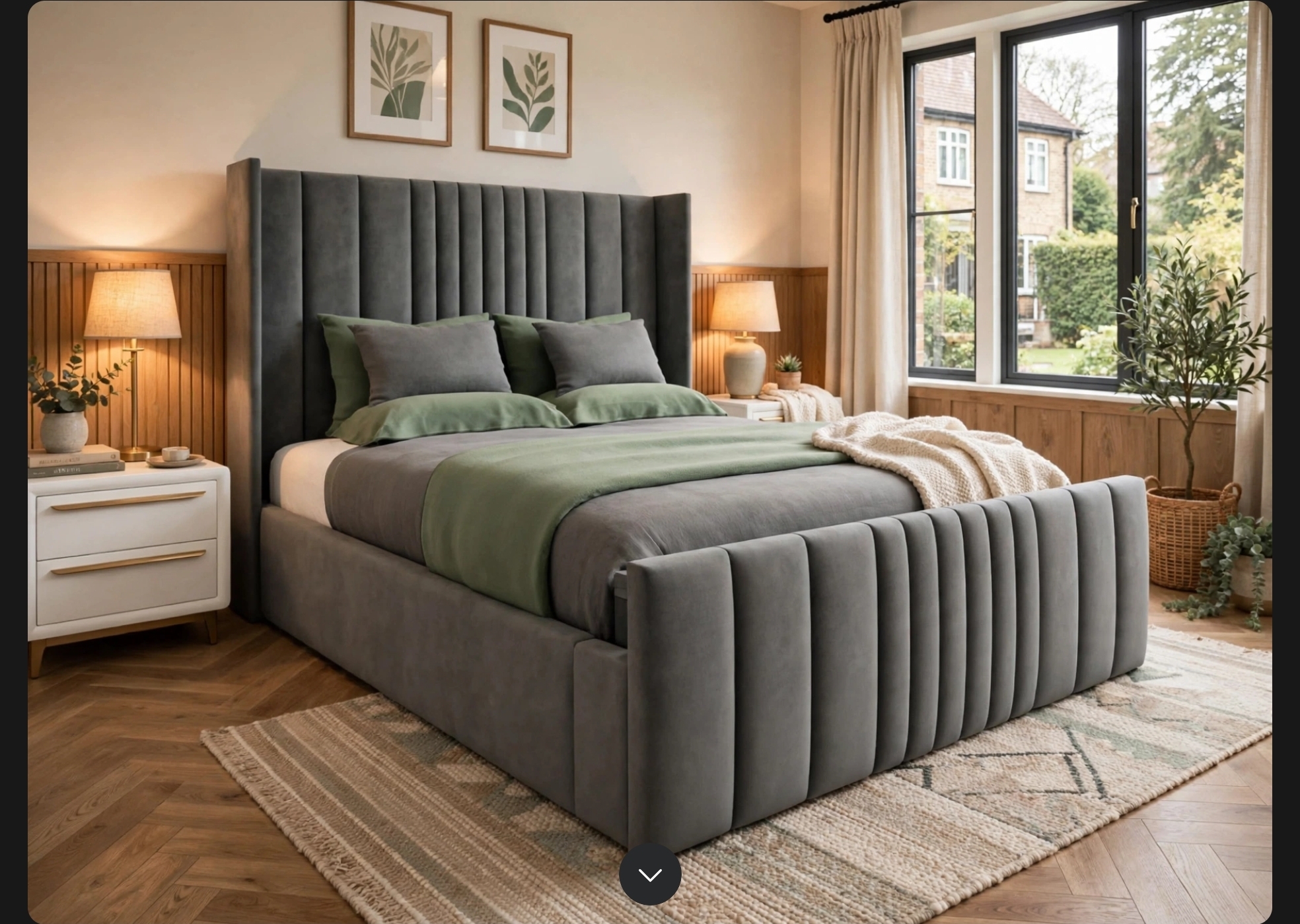 Hilton Wingback Bed Frame - 54" Tall Winged Bed - All Sizes & Fabrics