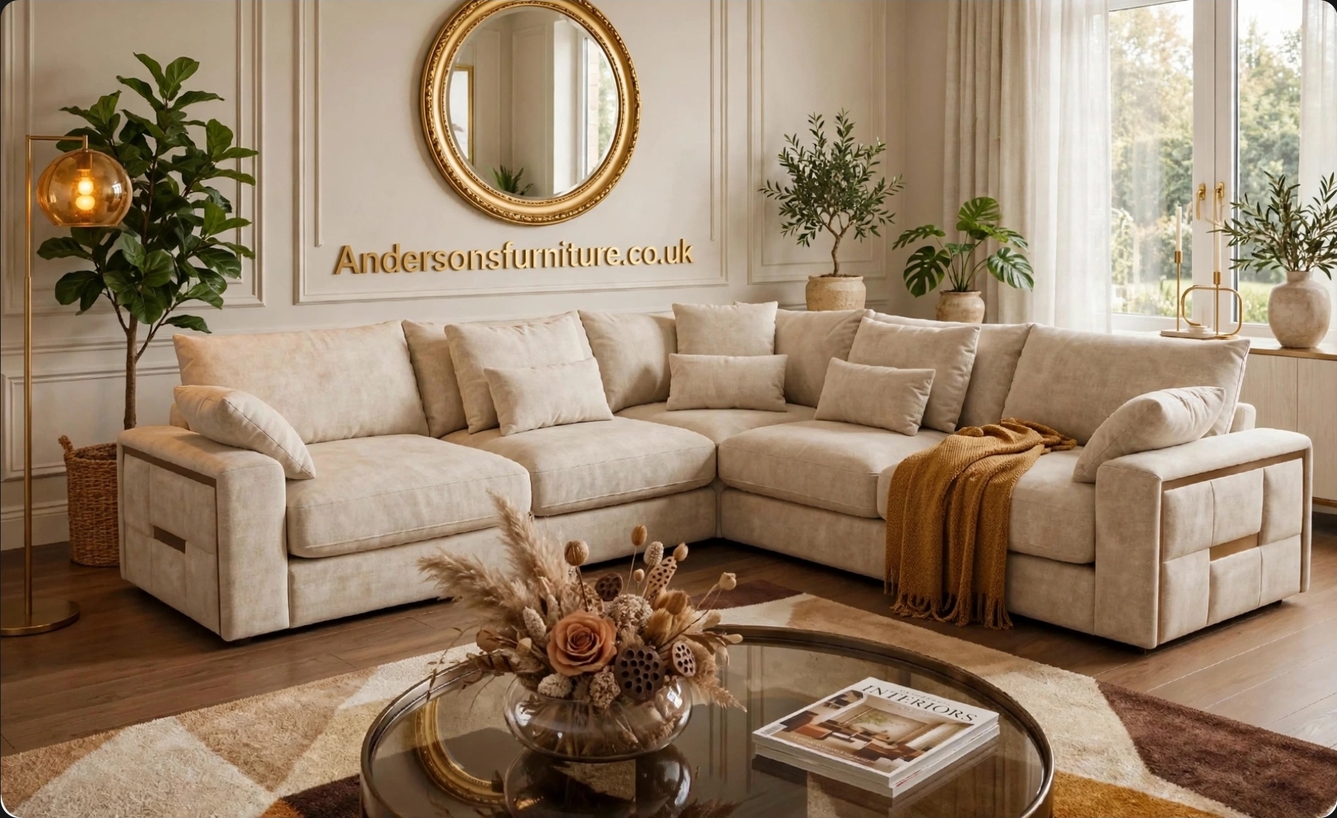 Jupiter sofa -Large Corner - grey -Beige  fabric- uk delivery