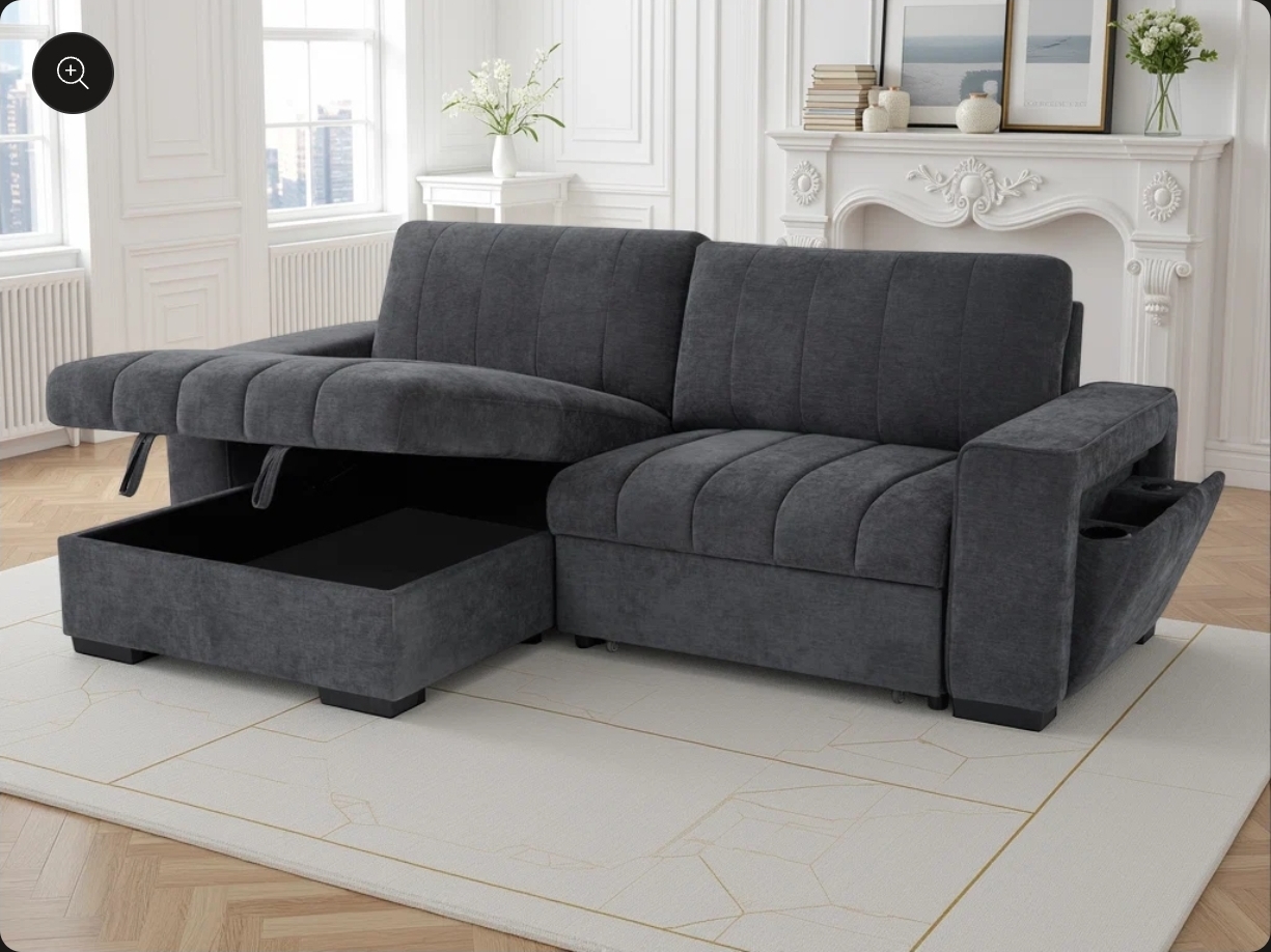 FRANKLIN   *UNIVERSAL SOFABED*  *STORAGE COMPARTMENT WITH CUPHOLDER AND TYPE USB/ C CHARGING PORT*  *GREY OR BEIGE