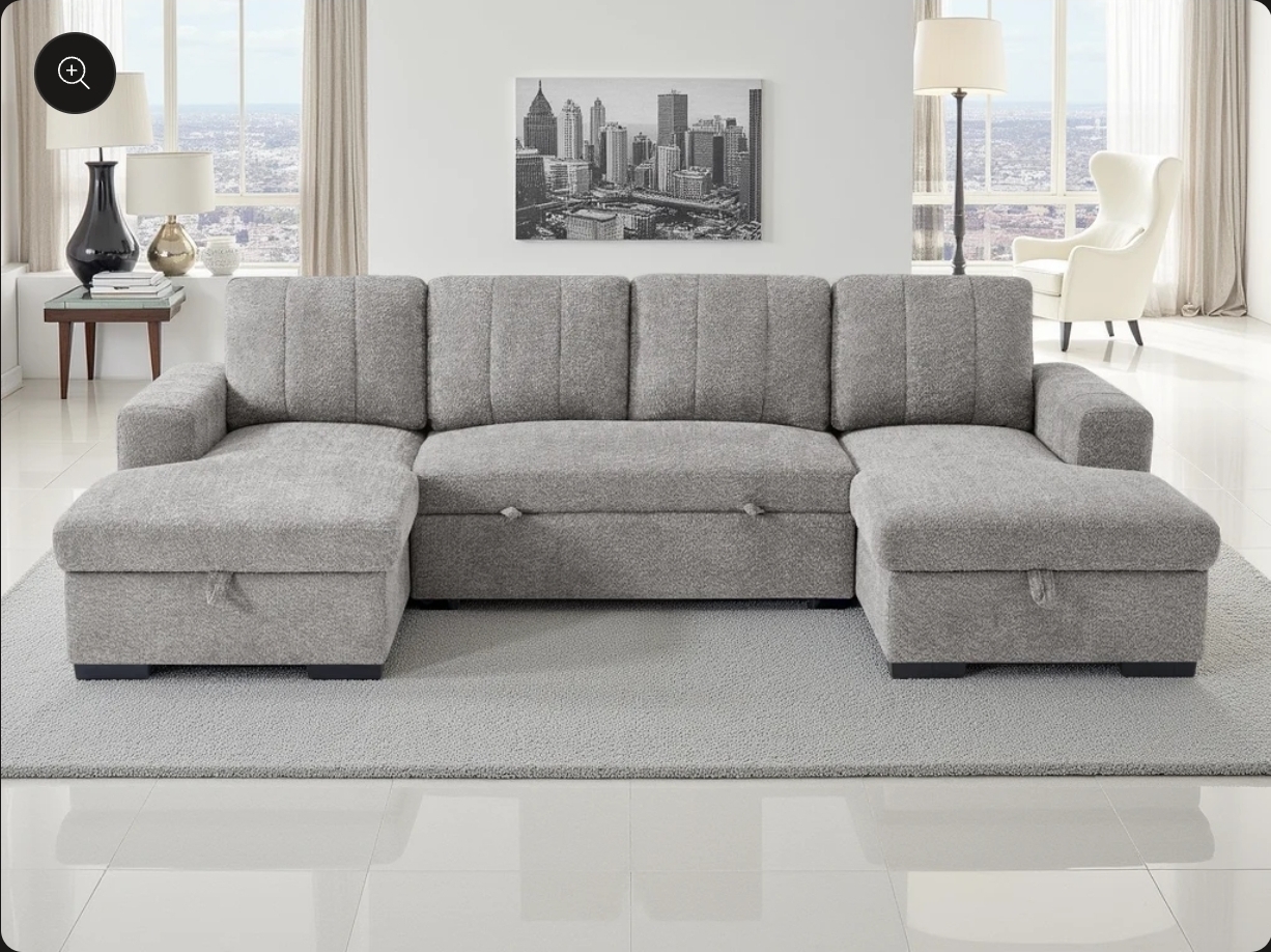 Como u shape sofa bed - with storage- colours  -grey - beige or green fabric - uk delivery