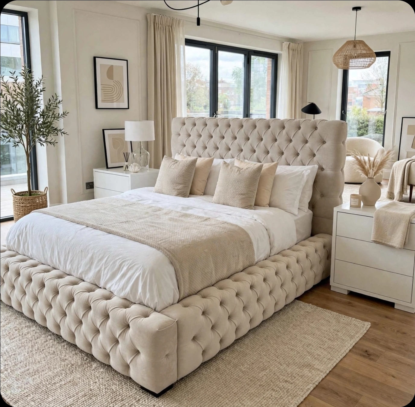 Chesterfield bed range - verity of Colours + fabric- uk delivery