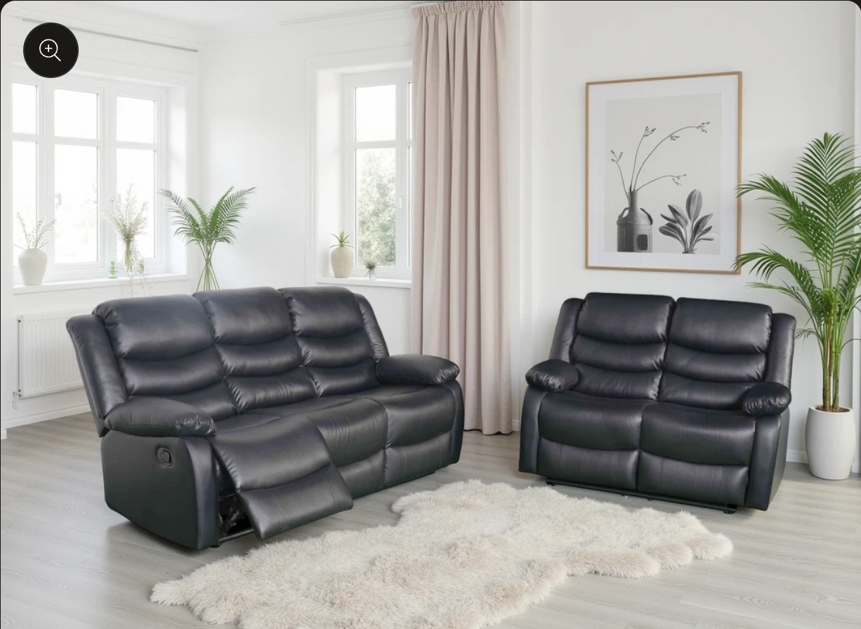 Deven  3&2  recliner sofas - black - uk delivery Available
