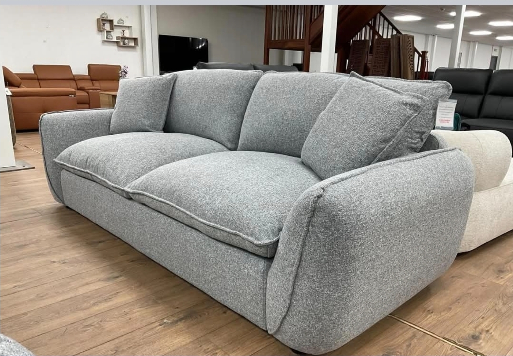 Berlin Jumbo Grey 3 seater Sofa Range - Luxury Feather Filled Cushions - Material Fabric - Huge Deep Seat - Large Corner, 3+2, 3 Seater