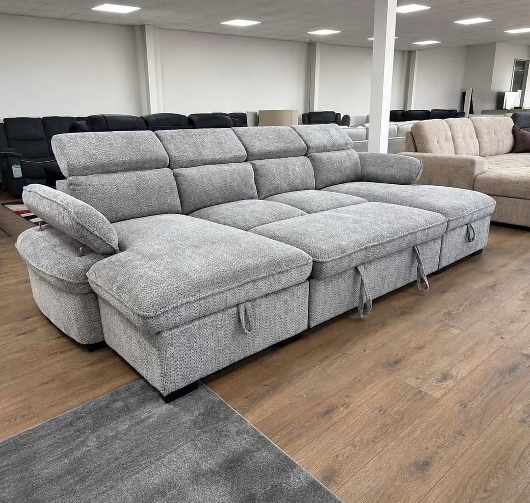 Hudson U Shape corner sofabed  grey -sofa offers sleeping space, storage, adjustable arms and adjustable headrests. Verity of colours