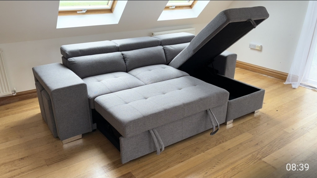 ARTEMIS UNIVERSAL SOFABED*   *ADJUSTABLE HEADREST* *STORAGE*  *TWO FOOTSTOOLS
